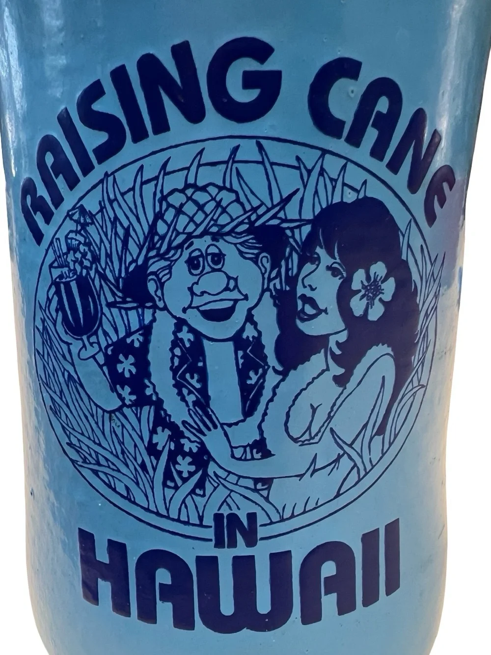 Vintage KOOL KAN 1979 “Raising Cane in Hawaii” Blue Collectible Koozie Kitschy